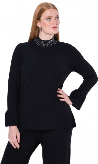 Ulla Popken Flared Sleeve Turtleneck Sweater Black - Hoodies & Sweatshirts - 