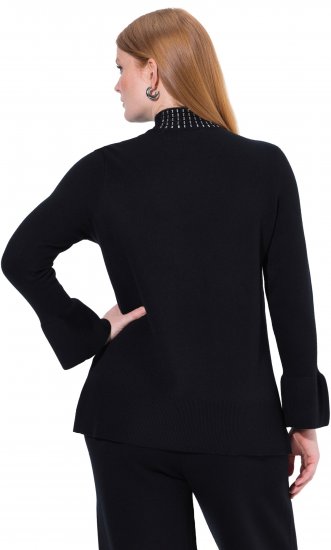 Ulla Popken Flared Sleeve Turtleneck Sweater Black - Hoodies & Sweatshirts - 