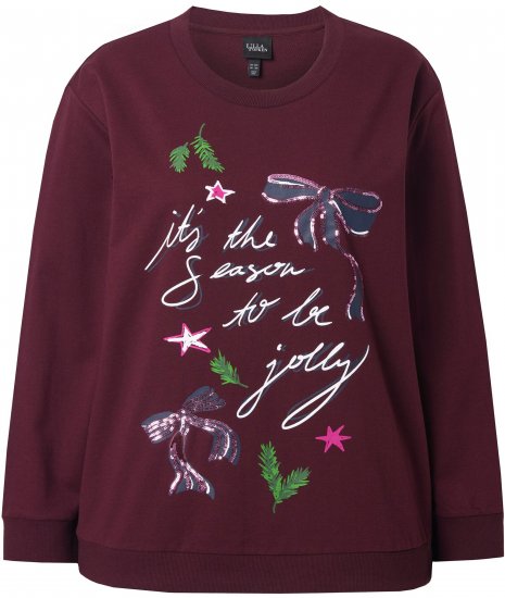 Ulla Popken Sparkling Sequin Bows Christmas Sweatshirt Plum - Hoodies & Sweatshirts - Kuschelige Sweatshirts & Strick