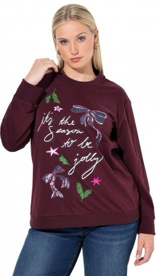 Ulla Popken Sparkling Sequin Bows Christmas Sweatshirt Plum - Hoodies & Sweatshirts - Kuschelige Sweatshirts & Strick