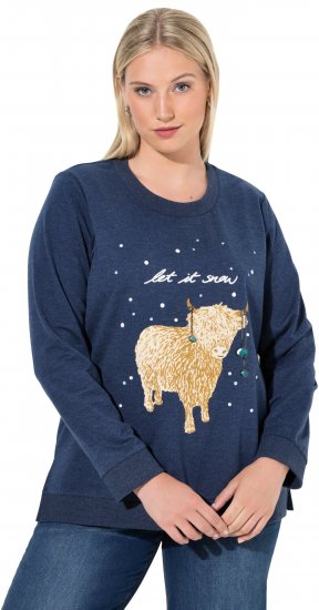 Ulla Popken Let It Snow Sequins Sweatshirt Ink Blue - Hoodies & Sweatshirts - 