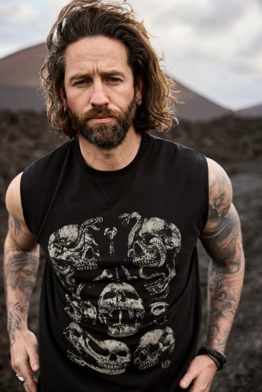 JP1880 Tanktop Skulls Black - Herren-T-shirts - Herren-T-Shirts in großen Größen