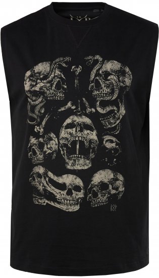 JP1880 Tanktop Skulls Black - Herren-T-shirts - Herren-T-Shirts in großen Größen