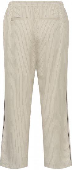 Kaffe Curve Sirana Pants Beige Melange/Black Stripe - Stoffhosen - 