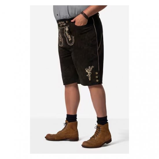 Men Plus Leather Trousers Dark Brown - Festmode - Festliche Mode – Stilvoll und bequem feiern