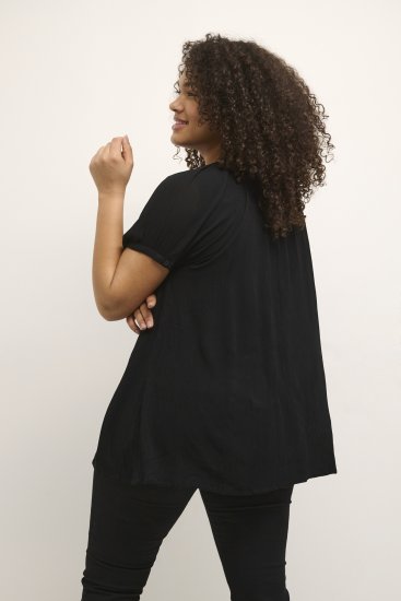 Kaffe Curve Ami Kurzarm Bluse Tiefschwarz - T-Shirts - 