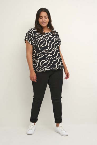 Kaffe Curve Sonna Stanley Top Schwarz/Antique Zebraprint - T-Shirts - 