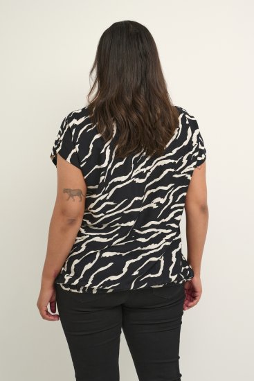 Kaffe Curve Sonna Stanley Top Schwarz/Antique Zebraprint - T-Shirts - 
