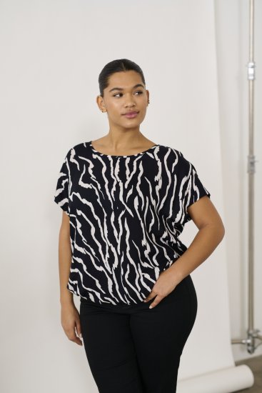 Kaffe Curve Sonna Stanley Top Schwarz/Antique Zebraprint - T-Shirts - 