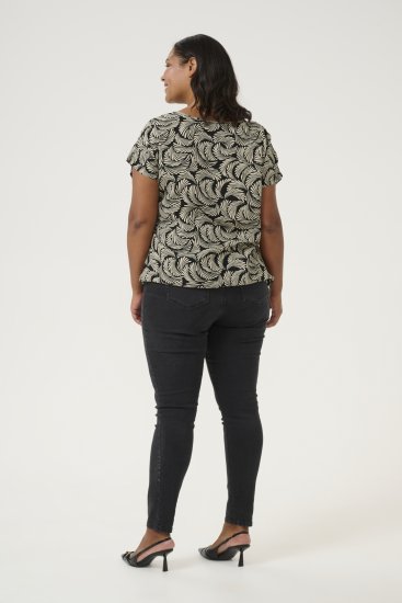 Kaffe Curve Sonna Stanley Top Tiefschwarz/Antikweiß Print - T-Shirts - 