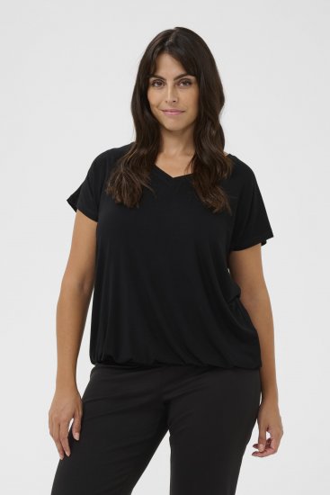 Kaffe Curve Jena V-Neck T-Shirt Tiefschwarz - T-Shirts - 