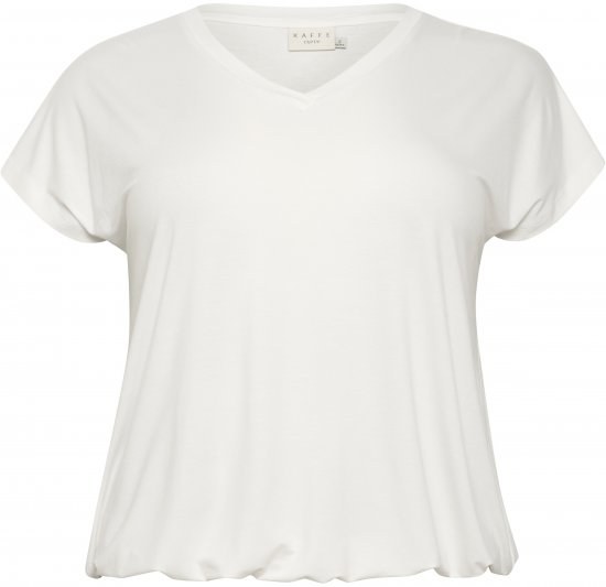 Kaffe Curve Jena V-Neck T-Shirt Chalk - T-Shirts - 