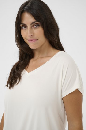 Kaffe Curve Jena V-Neck T-Shirt Chalk - T-Shirts - 