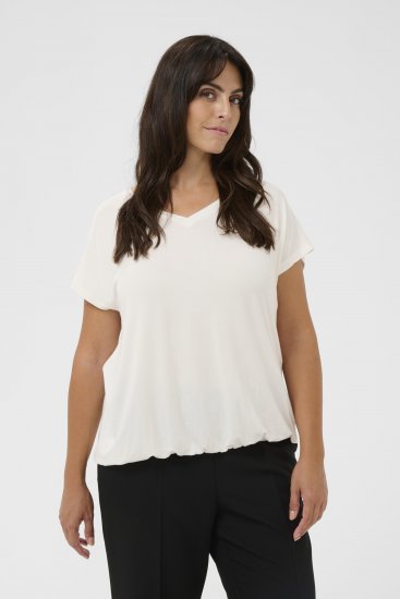 Kaffe Curve Jena V-Neck T-Shirt Chalk - T-Shirts - 