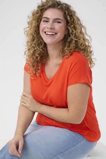 Kaffe Curve Jena V-Neck T-Shirt Grenadine Red - T-Shirts - 