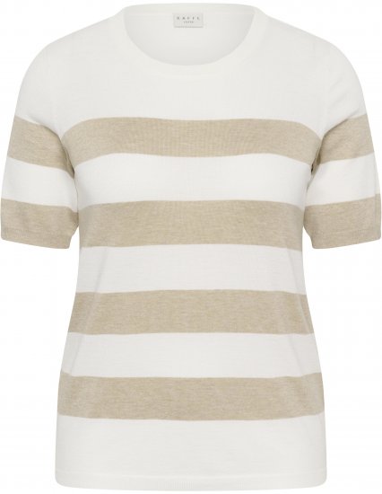 Kaffe Curve Lizzy Striped Pullover Chalk/Feather Grey Bold Stripe - T-Shirts - 
