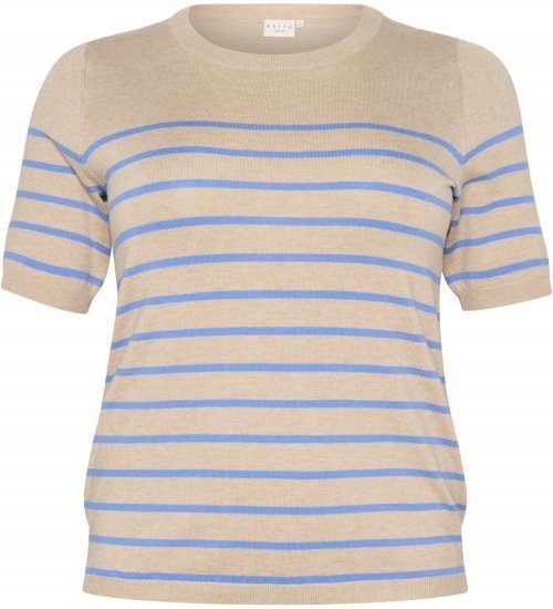 Kaffe Curve Lizzy Gestreifter Pullover Beige/Blau - Bedruckte T-shirts für herren - 