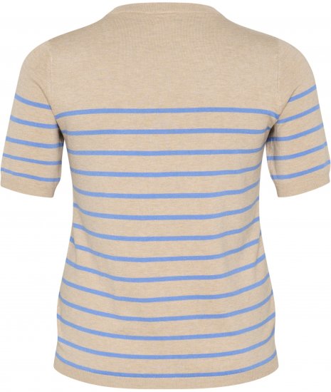 Kaffe Curve Lizzy Gestreifter Pullover Beige/Blau - Bedruckte T-shirts für herren - 