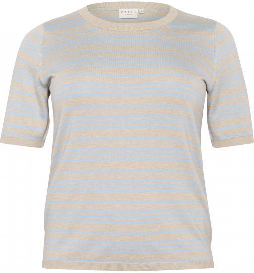 Kaffe Curve Lizzy Gestreifter Pullover Beige/Zartblau - Bedruckte T-shirts für herren - 