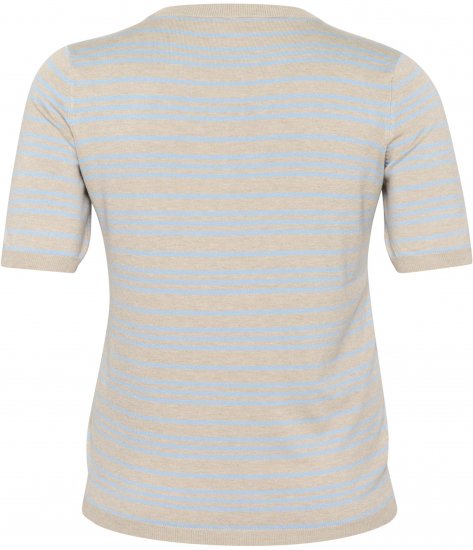 Kaffe Curve Lizzy Gestreifter Pullover Beige/Zartblau - Bedruckte T-shirts für herren - 