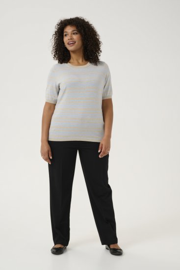Kaffe Curve Lizzy Gestreifter Pullover Beige/Zartblau - Bedruckte T-shirts für herren - 