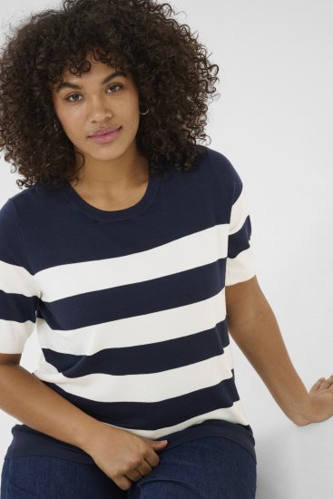 Kaffe Curve Lizzy Streifend Pullover Midnight/Chalk Streifen - T-Shirts - 