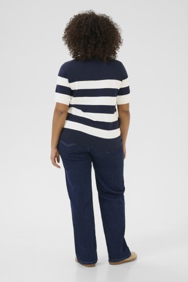 Kaffe Curve Lizzy Streifend Pullover Midnight/Chalk Streifen - T-Shirts - 