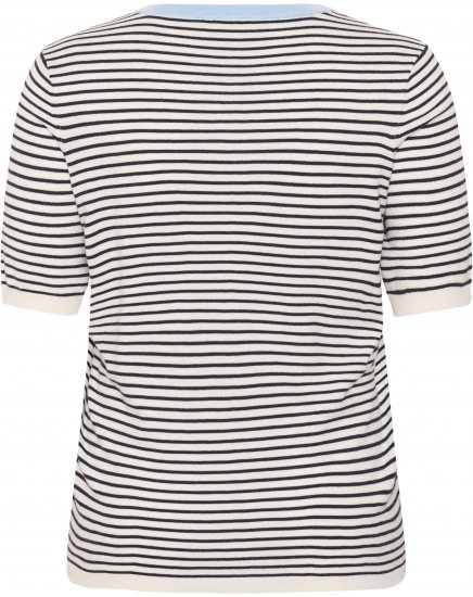 Kaffe Curve Lizzy Knit T-Shirt Chalk/Midnight Fine Stripe - T-Shirts - 