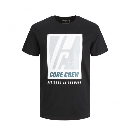 Jack & Jones Spring Logo T-Shirt Black - Herren-T-Shirts in großen Größen - Herren-T-Shirts in großen Größen