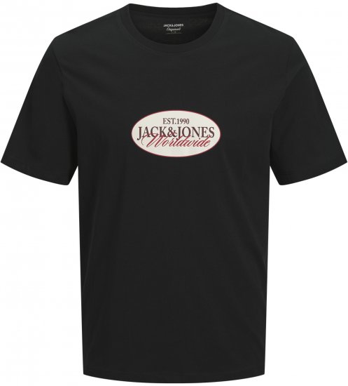 Jack & Jones Catskills Worldwide T-Shirt Schwarz - Herren-T-shirts - Herren-T-Shirts in großen Größen