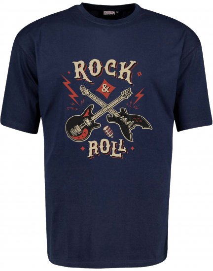 Adamo Rock and Roll Comfort Fit T-Shirt Navy - Bedruckte T-shirts für herren - Bedruckte T-Shirts für Herren