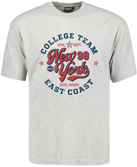 Adamo Motivshirt Comfort Fit College Grey - Herren-T-shirts - Herren-T-Shirts in großen Größen