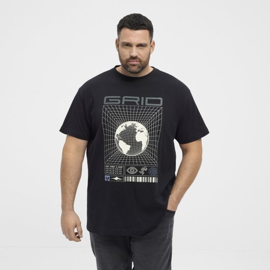 North Latitude 53333 Grid Printed T-Shirt Black - Herren-T-shirts - Herren-T-Shirts in großen Größen