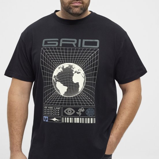 North Latitude 53333 Grid Printed T-Shirt Black - Herren-T-shirts - Herren-T-Shirts in großen Größen