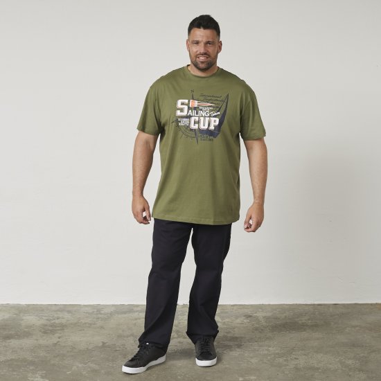 North Latitude 61119 Bedrucktes T-Shirt Olivgrün - Herren-T-shirts - Herren-T-Shirts in großen Größen