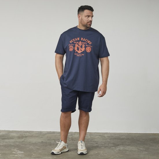 North Latitude 61121 Bedrucktes T-Shirt Marineblau - Herren-T-shirts - Herren-T-Shirts in großen Größen