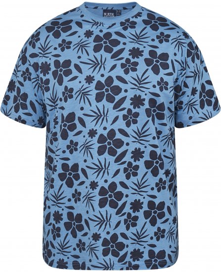 North Latitude 61123 Allover-Print T-Shirt Mittelblau - Herren-T-shirts - Herren-T-Shirts in großen Größen