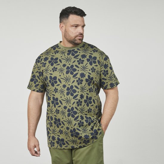 North Latitude 61123 Allover-Print T-Shirt Olivgrün - Herren-T-shirts - Herren-T-Shirts in großen Größen