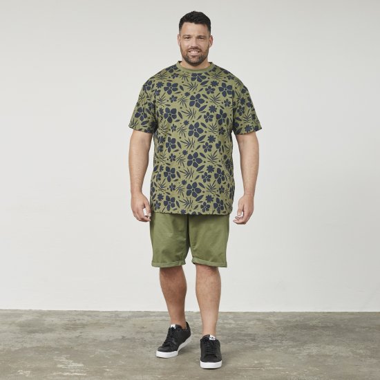 North Latitude 61123 Allover-Print T-Shirt Olivgrün - Herren-T-shirts - Herren-T-Shirts in großen Größen