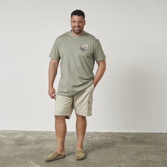 North Latitude 61124 Gestreiftes T-Shirt Olivgrün - Herren-T-shirts - Herren-T-Shirts in großen Größen