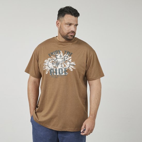 North Latitude 61315 Bedrucktes T-Shirt Camel - Herren-T-shirts - Herren-T-Shirts in großen Größen