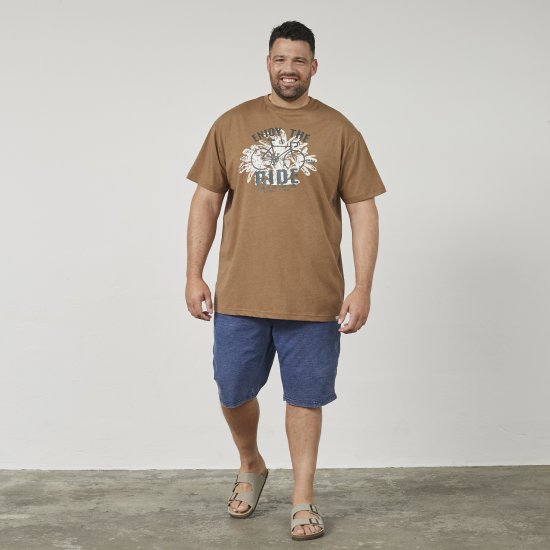 North Latitude 61315 Bedrucktes T-Shirt Camel - Herren-T-shirts - Herren-T-Shirts in großen Größen