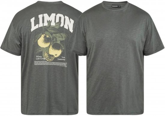 North Latitude 61317 T-Shirt Slub Mit Rückenprint Dunkel Staubgrün - Herren-T-shirts - Herren-T-Shirts in großen Größen