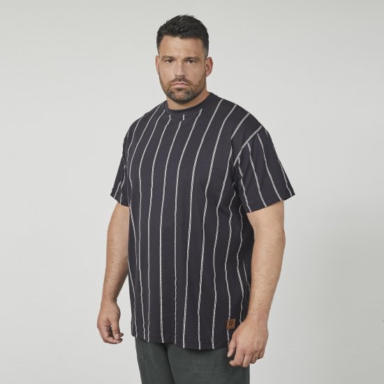 North Latitude 61319 Gestreiftes T-Shirt Schwarz - Herren-T-shirts - Herren-T-Shirts in großen Größen
