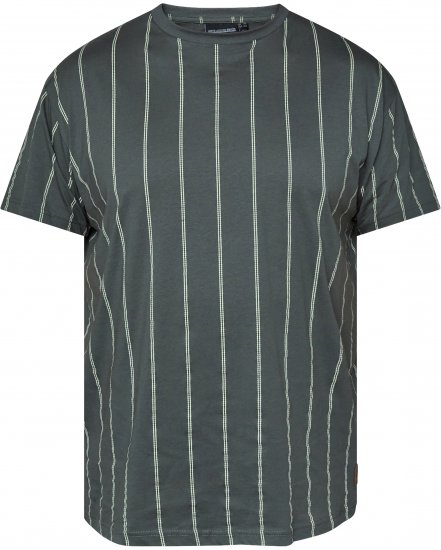 North Latitude 61319 Gestreiftes T-Shirt Dunkel Staubgrün - Herren-T-shirts - Herren-T-Shirts in großen Größen