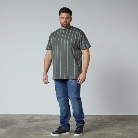 North Latitude 61319 Gestreiftes T-Shirt Dunkel Staubgrün - Herren-T-shirts - Herren-T-Shirts in großen Größen