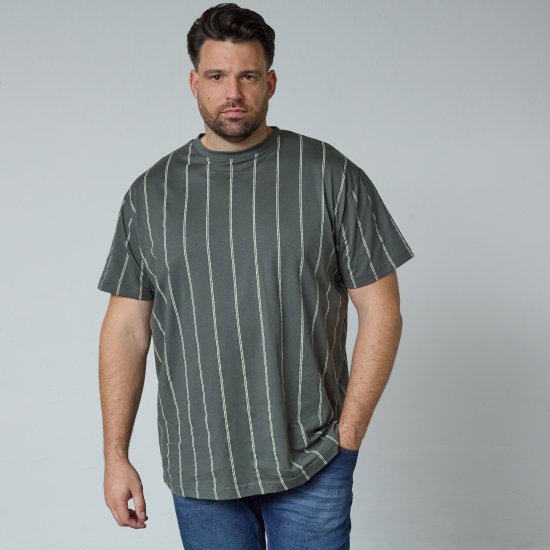 North Latitude 61319 Gestreiftes T-Shirt Dunkel Staubgrün - Herren-T-shirts - Herren-T-Shirts in großen Größen