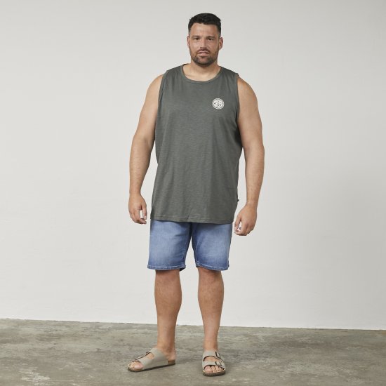 North Latitude 61323 Tanktop Slub Dunkel Staubgrün - Herren-T-shirts - Herren-T-Shirts in großen Größen