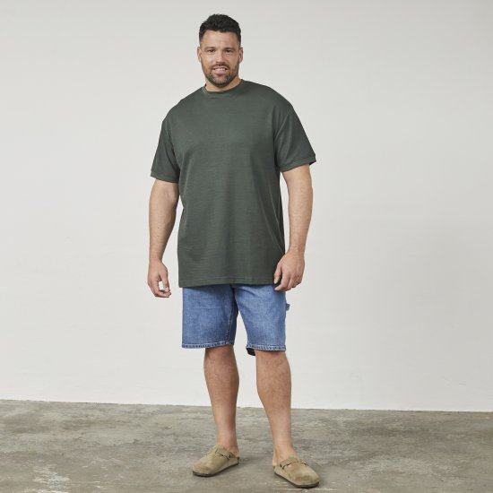 North Latitude 61324 T-Shirt Mit Struktur Dunkel Staubgrün - Herren-T-shirts - Herren-T-Shirts in großen Größen