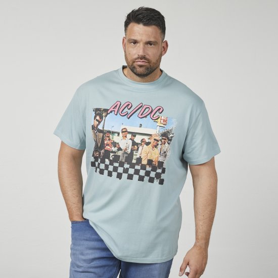 North Latitude 61352 AC/DC T-Shirt Staubblau - Herren-T-shirts - Herren-T-Shirts in großen Größen